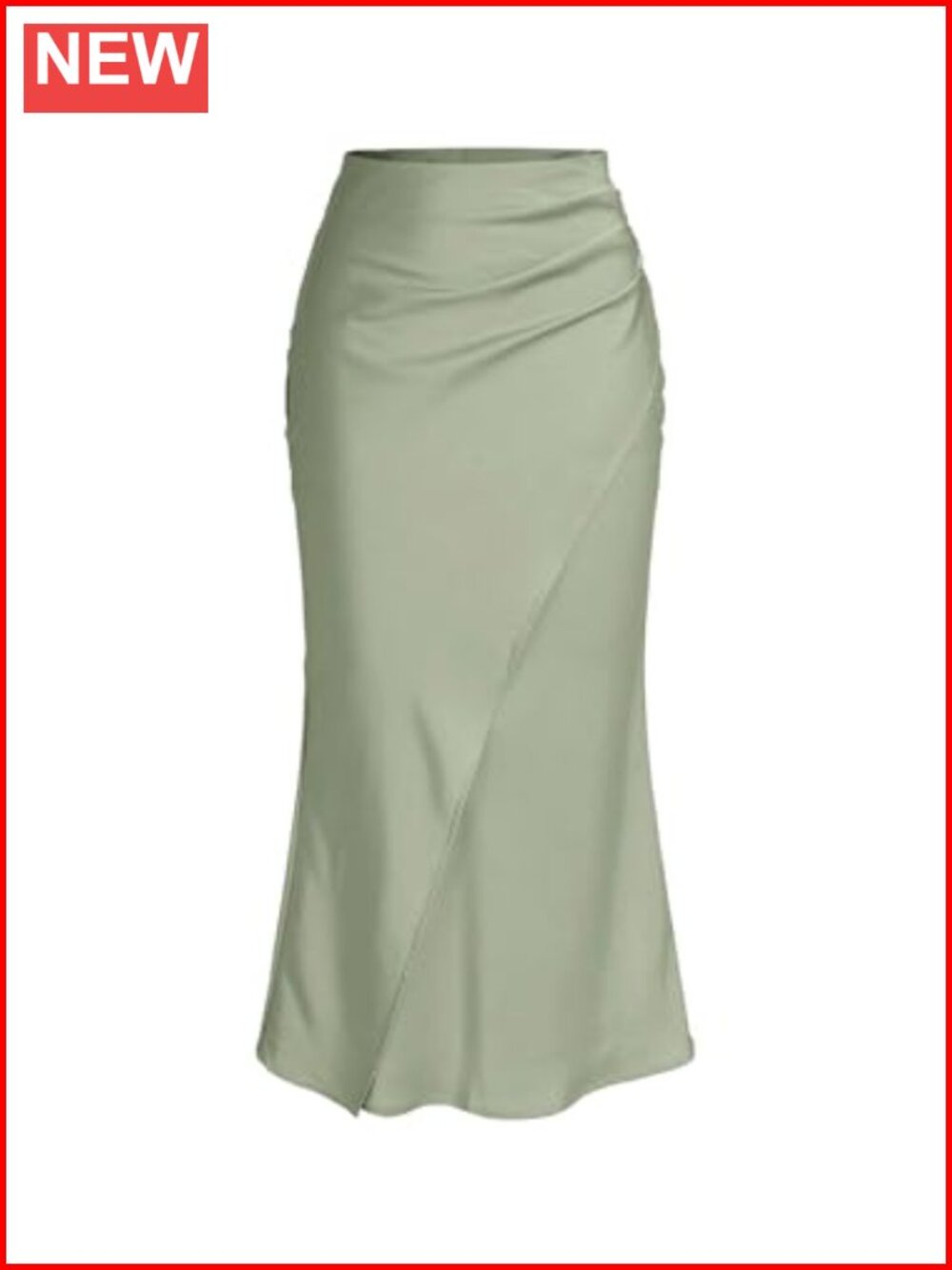 Wrap Ruched Fishtail Satin Maxi Skirt High Rise Mermaid